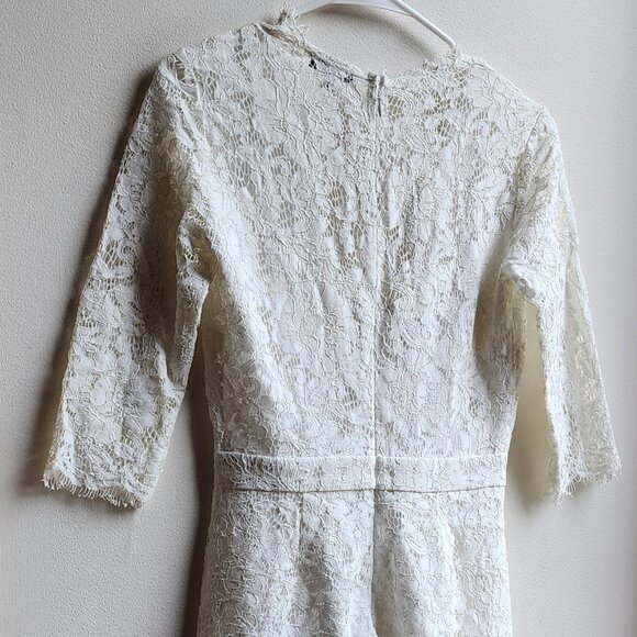 bobi Black Cream Lace Deep V-Neck Romper Set Size XS - Picture 12 of 16